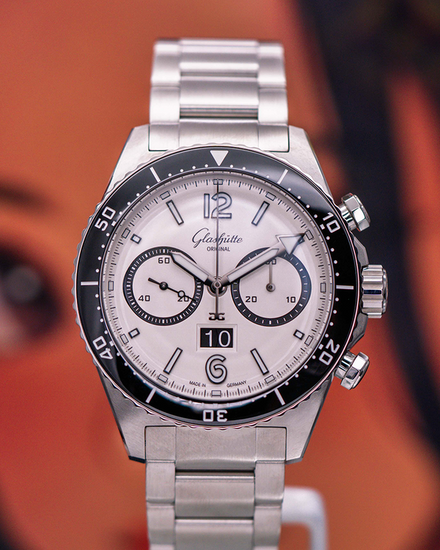 2026 Glashütte Original SeaQ Chronograph 43.2MM White Dial Steel Bracelet (1-37-23-03-80-70)