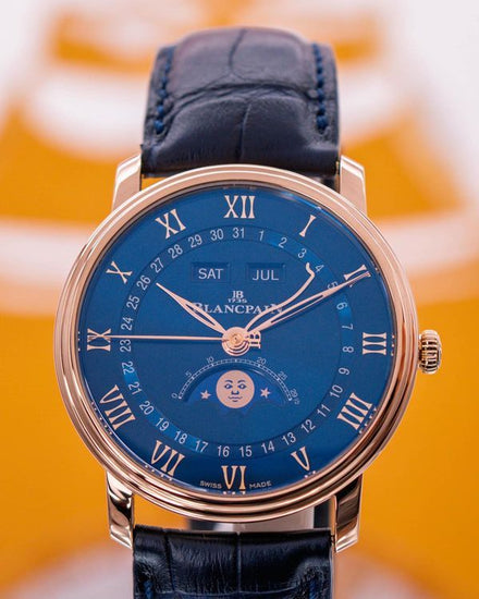 2023 Blancpain Villeret Quantième Complet 40MM Blue Dial Leather Strap (6654-3640-55B)
