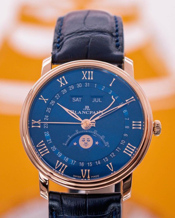 2023 Blancpain Villeret Quantième Complet 40MM Blue Dial Leather Strap (6654-3640-55B)