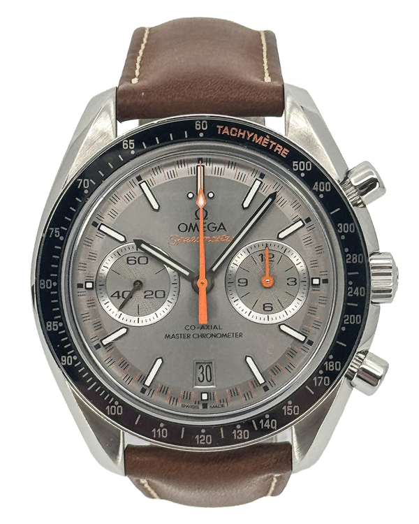 No Reserve - 2018 Omega Speedmaster Racing 44.25MM Grey Dial Leather Strap (329.32.44.51.06.001)