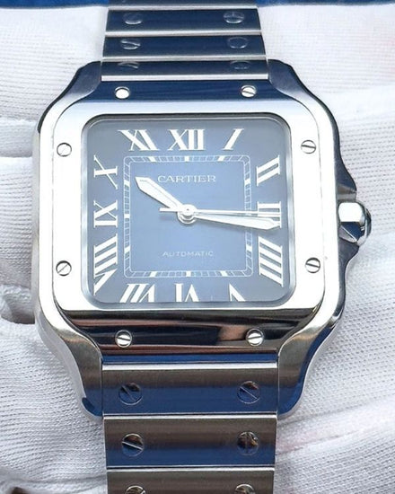 2024 Cartier Santos De Cartier 35.1MM Blue Dial Steel Bracelet (WSSA0063)