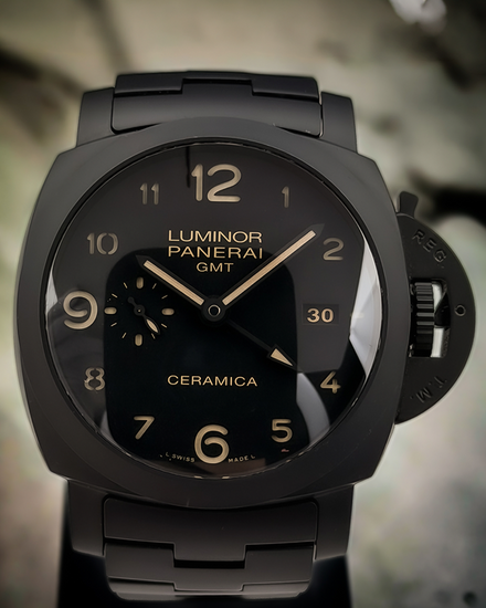 Panerai Luminor 1950 3 Days GMT Ceramica Tuttonero 44MM Black Dial Ceramic Bracelet (PAM00438)