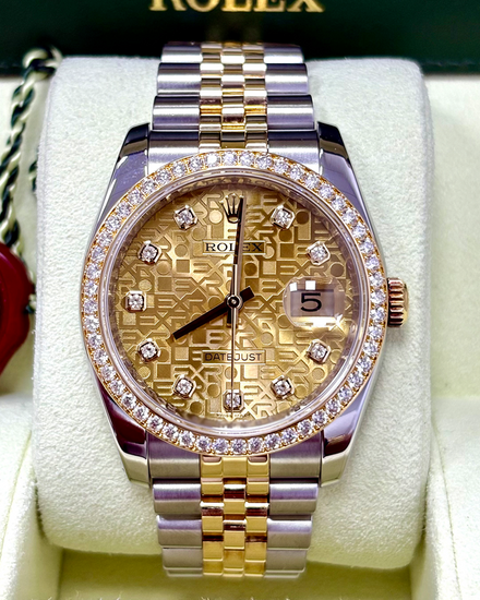 Rolex Datejust 36MM Champagne "Jubilee Motif" Dial Two-Tone Super Jubilee Bracelet (116243)