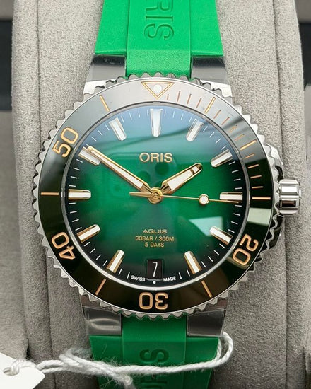 2026 Oris Aquis Date  Calibre 400 41MM Green Dial Rubber Strap (01 400 7769 4127-07 4 22 77FC)