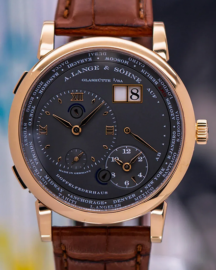 2009 A. Lange & Söhne Lange 1 Time Zone 41.9MM Anthracite Dial Leather Strap (116.033)