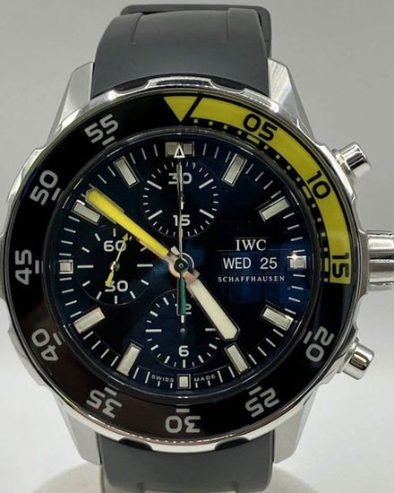 2024 IWC Schaffhausen Aquatimer Chronograph 44MM Black Dial Rubber Strap (IW376709)