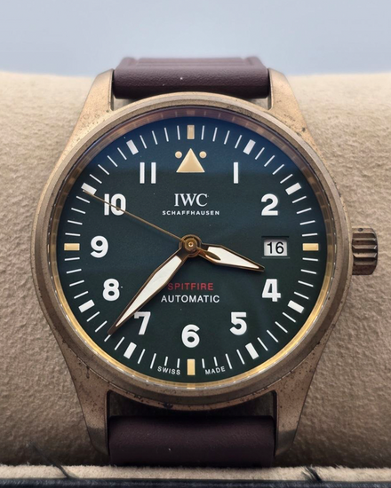 2020 IWC Schaffhausen Pilot Spitfire 39MM Green Dial Leather Strap (IW326802)