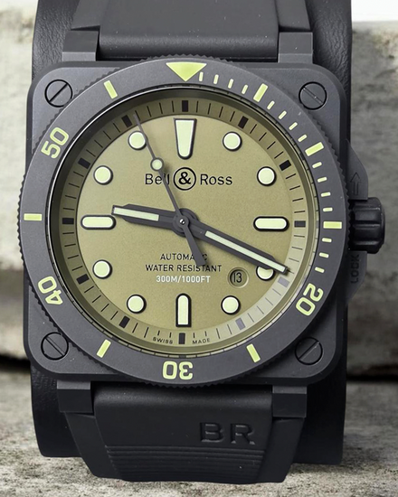 2024 Bell & Ross BR 03-92 Diver "Military" L.E. 42MM Khaki Dial Rubber Strap (BR03-92-D-KA-CE/SRB)