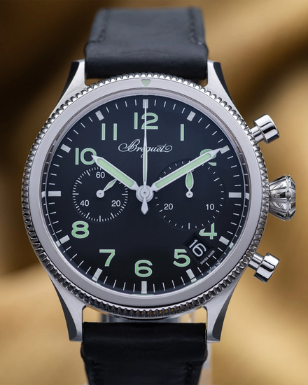 2023 Breguet Type XX Chronograph 42MM Black Dial Leather Strap (2057ST/92/3WU)
