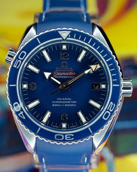 No Reserve - 2017 Omega Seamaster Planet Ocean 600M 42MM Blue Dial Rubber Strap (232.92.42.21.03.001)
