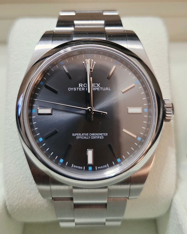 Rolex Oyster Perpetual 39MM Rhodium Dial Oyster Bracelet (114300)