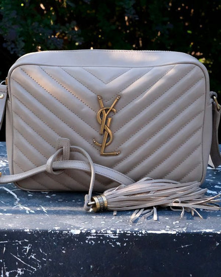 2021 Saint Laurent Monogram Lou Camera Bag 9 x 6.2 x 2.3IN Beige Matelassé Leather Cassandre Gold-Tone Hardware Leather Strap (FLY 612544 0621)