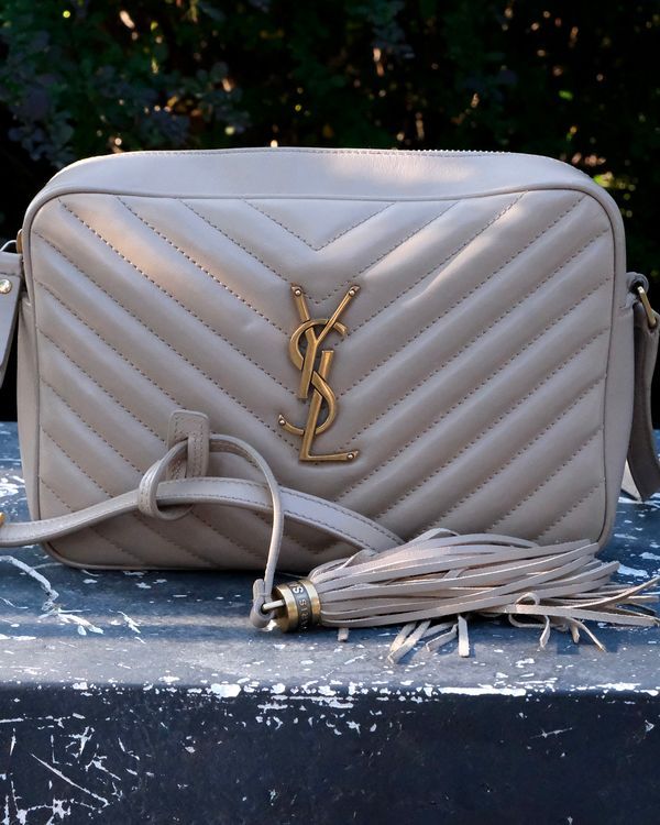 2021 Saint Laurent Monogram Lou Camera Bag 9 x 6.2 x 2.3IN Beige Matelassé Leather Cassandre Gold-Tone Hardware Leather Strap (FLY 612544 0621)