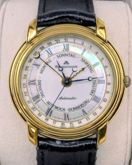 No Reserve - Maurice Lacroix Masterpiece Day-Date 39MM Mother of Pearl Dial Leather Strap (D27294)