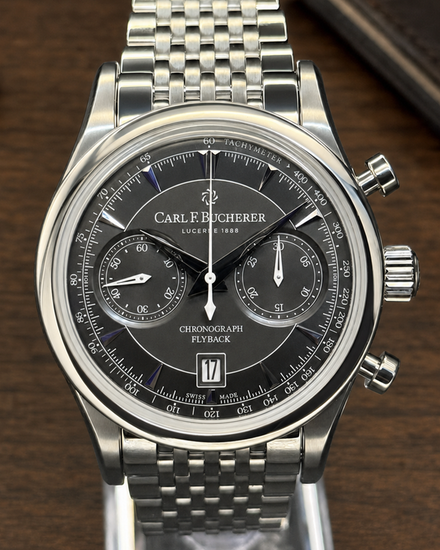 No Reserve - Carl F. Bucherer Manero Flyback 43MM Black Dial Steel Bracelet (00.10919.08.33.21)