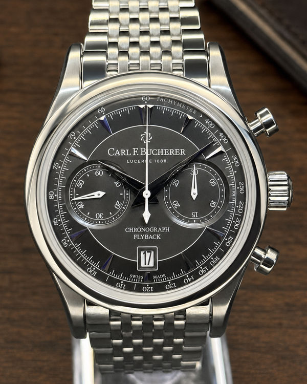 No Reserve - Carl F. Bucherer Manero Flyback 43MM Black Dial Steel Bracelet (00.10919.08.33.21)