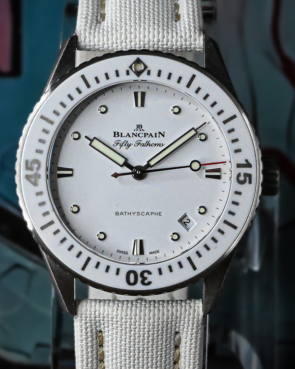 2022 Blancpain Fifty Fathoms Bathyscaphe 38MM White Dial Textile Strap (5100-1127-W52A)