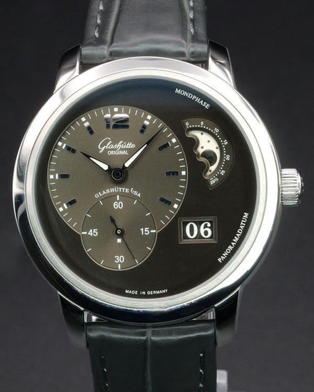 2015 Glashütte Original PanoMaticLunar XL 42MM Grey Dial Leather Strap (1-90-02-36-12-05)