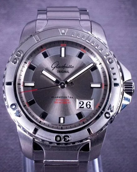 Glashütte Original Sport Evolution Panorama Date 42MM Silver Dial Steel Bracelet (39-42-44-04-14)
