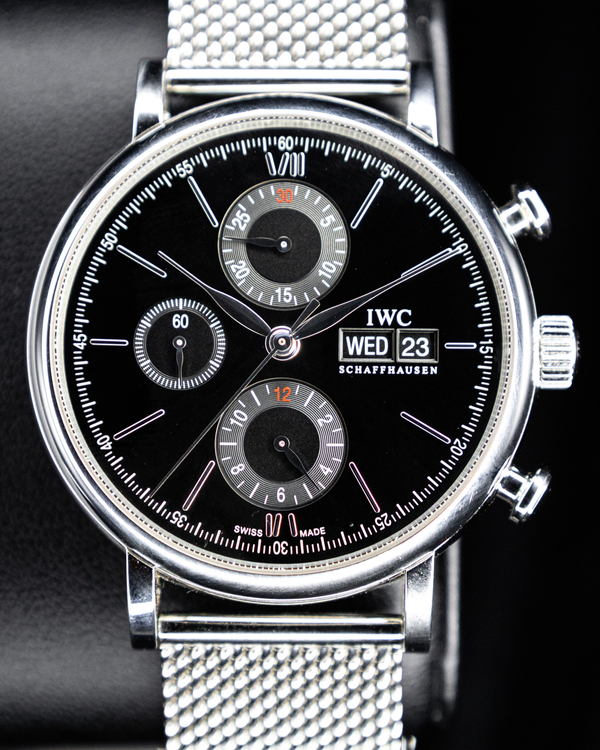 No Reserve - 2022 IWC Schaffhausen Portofino Chronograph 42MM Black Dial Steel Bracelet (IW391030)