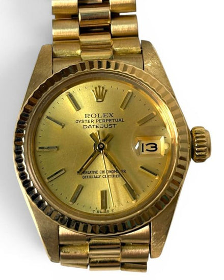 1981 Rolex Lady-Datejust 26MM Champagne Dial Yellow Gold President Bracelet (6917)