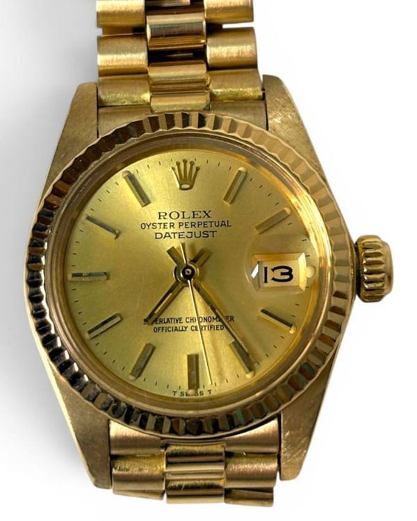 1981 Rolex Lady-Datejust 26MM Champagne Dial Yellow Gold President Bracelet (6917)