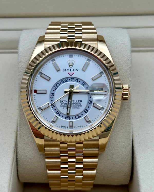 2025 Rolex Sky-Dweller 42MM White Dial Yellow Gold Jubilee Bracelet (336938)