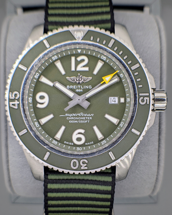2022 Breitling Superocean Outerknown Edition 44MM Green Dial Rubber Strap (A17367A11L1W1)