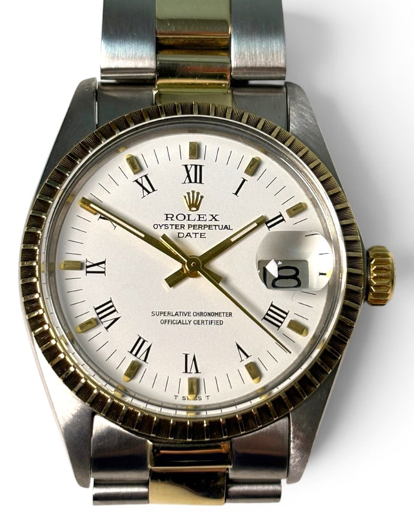 Rolex Oyster Perpetual Date 34MM White Dial Two-Tone Oyster Bracelet (1505)