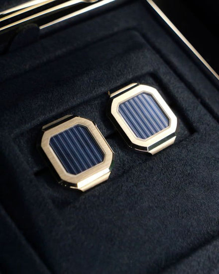 2026 Patek Philippe Nautilus Cufflinks 19MM White Gold Blue Sunburst Dial Black Gradient Rim Cufflinks (9057G-014)