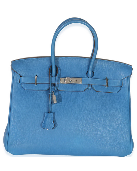 2025 Hermès Birkin 35 "Bleu Jean" 5.9 x 11.81 x 9.44IN Leather Palladium Hardware (30)