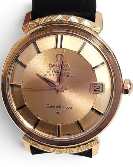 Omega Constellation "Grand Luxe" 34.5MM Yellow Gold Dial Leather Strap (168.002)