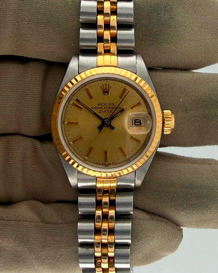 No Reserve - 1985 Rolex Oyster Perpetual Date 26MM Champagne Dial Two-Tone Jubilee Bracelet (69173)