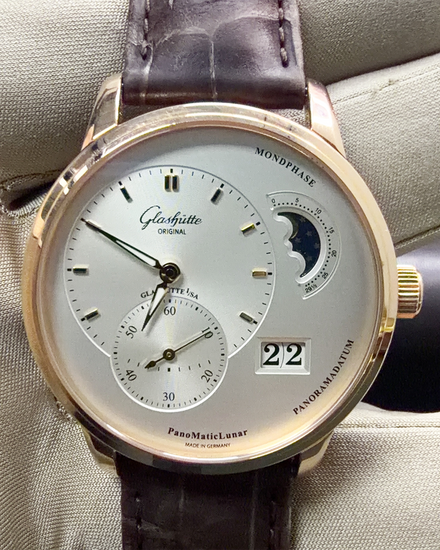 2025 Glashütte Original PanoMaticLunar 40MM Silver Dial Leather Strap (1-90-02-45-35-04)