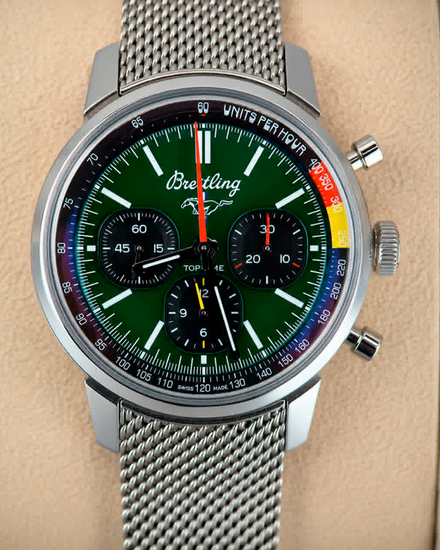 Breitling Top Time B01 "Ford Mustang" 41MM Green Dial Steel Bracelet (AB01762A1L1A1)