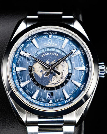 No Reserve - 2024 Omega Seamaster Aqua Terra 150M Worldtimer "Summer Blue" 43MM Blue Dial Steel Bracelet (220.10.43.22.03.002)