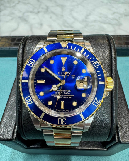 1990 Rolex Submariner Date "Bluesy" 40MM Blue Dial Two-Tone Oyster Bracelet (16613)