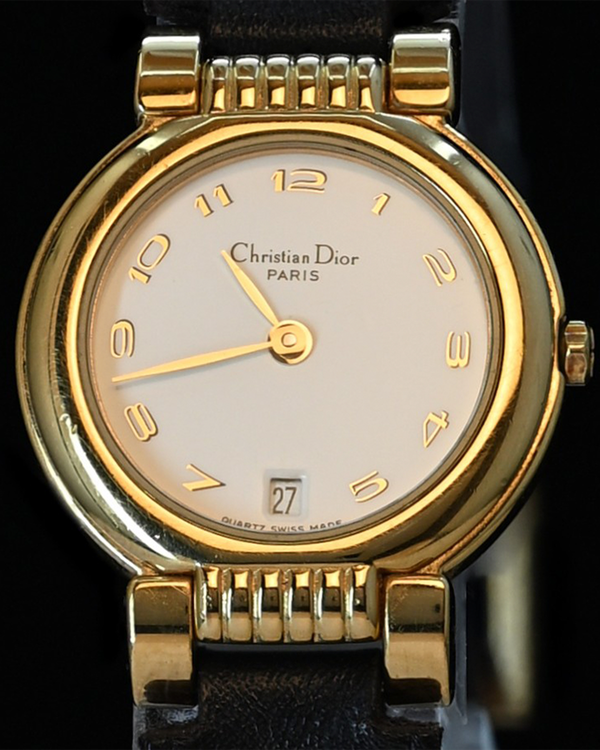 No Reserve - Dior Vintage 24MM Ivory Dial Leather Strap (48.124)