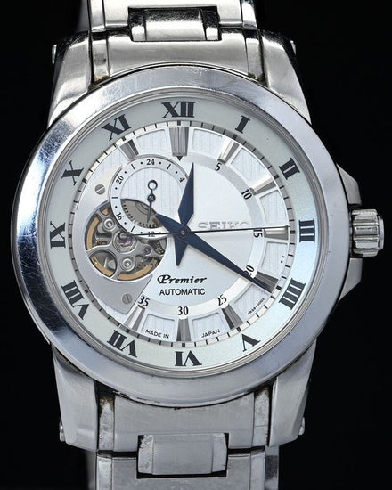 No Reserve - Seiko Premier Open Hearth 41MM Silver DIal Steel Bracelet (4R39-00L0)