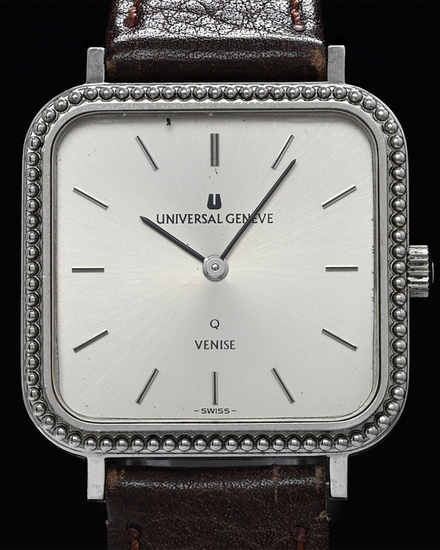 No Reserve - Universal Geneve Venise 30MM Quartz Silver Dial Aftermarket Leather Strap (843233)