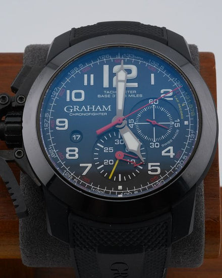 No Reserve - Graham Chronofighter Oversize Superlight TT "Isle of Man" 47MM Black DIal Rubber Strap (2CCBK.B0)