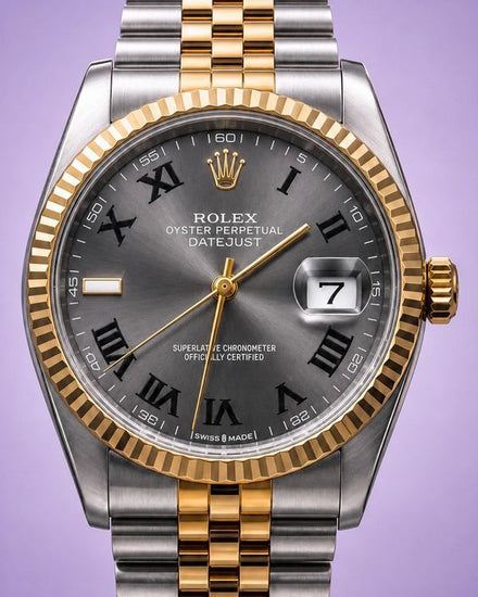 No Reserve - Rolex Datejust 36MM Aftermarket Slate Dial Aftermarket Steel Bracelet (1601)