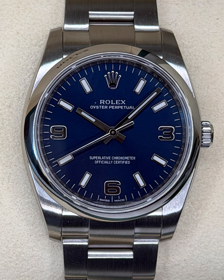 2018 Rolex Oyster Perpetual 34MM Blue Dial Oyster Bracelet (114200)