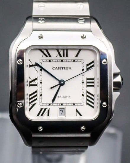 2021 Cartier Santos De Cartier Large 39.8MM White Dial Steel Bracelet (WSSA0018)