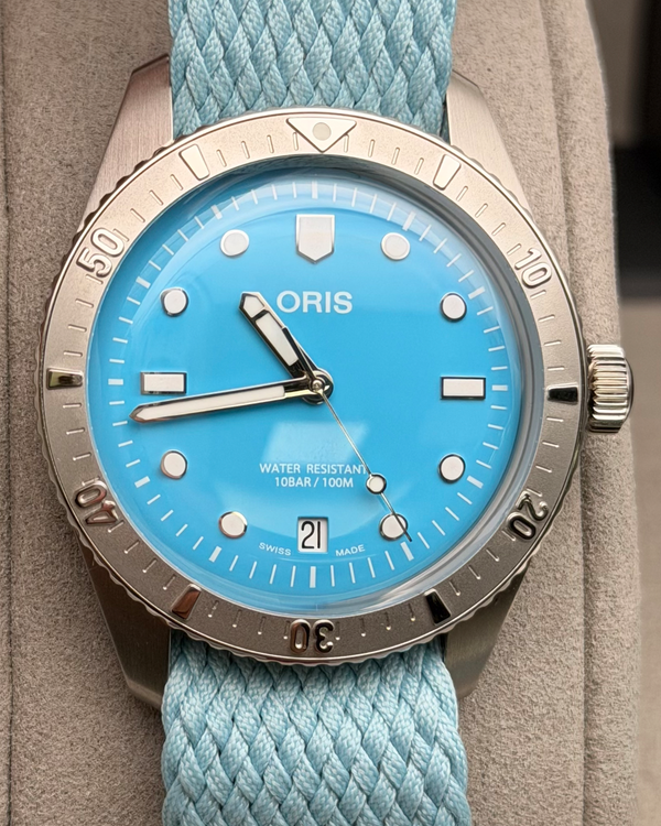2026 Oris Divers Sixty-Five "Cotton Candy" 38MM Blue DIal Textile Strap (01 733 7771 4055)