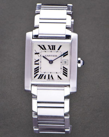 2010 Cartier Tank Française 25MM Quartz White Dial Steel Bracelet (W51011Q3)