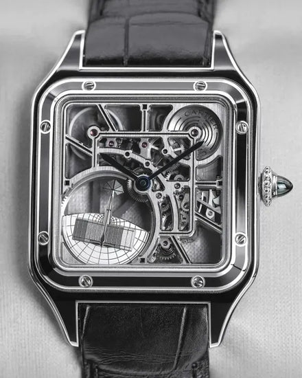 2025 Cartier Santos Dumont 43.5MM Skeleton Dial Leather Strap (WHSA0044)