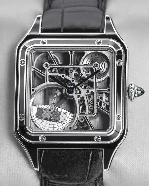 2025 Cartier Santos Dumont 43.5MM Skeleton Dial Leather Strap (WHSA0044)