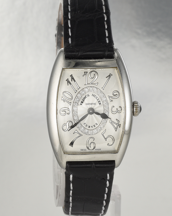 Franck Muller Cintrée Curvex 25MM Quartz Silver Dial Aftermarket Leather Strap (1752 QZ REL CD 1R)