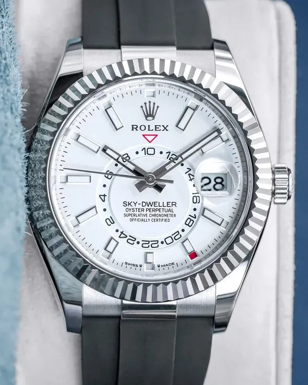 2025 Rolex Sky-Dweller 42MM White Dial Oysterflex Strap (336239)